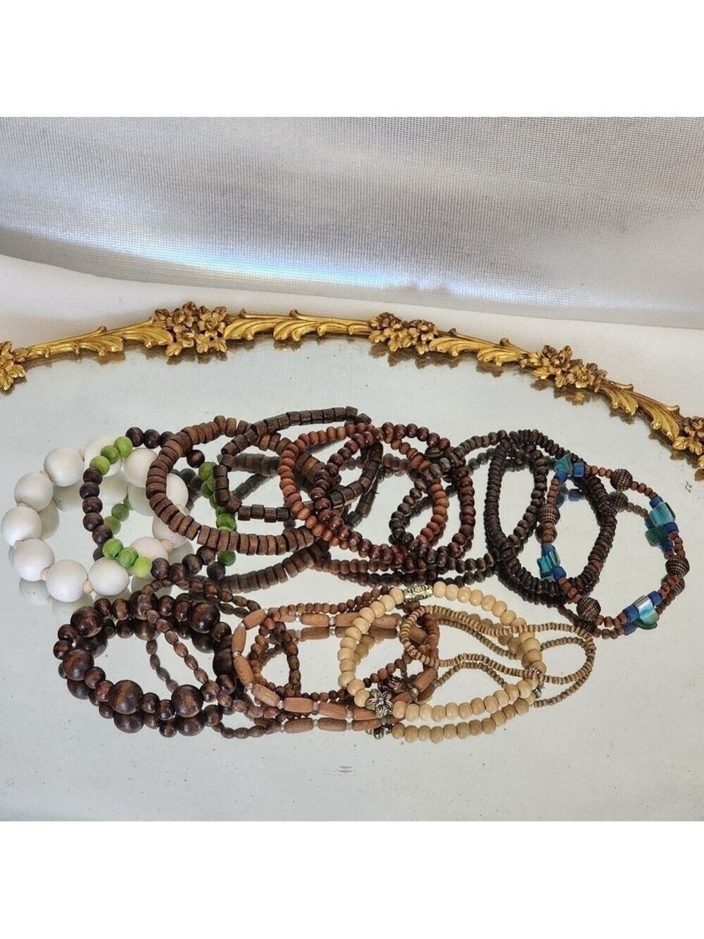 Wood stretch bracelet lot of 15 bulk